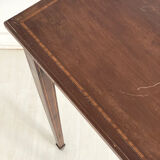 Square mahogany table and mahogany veneer