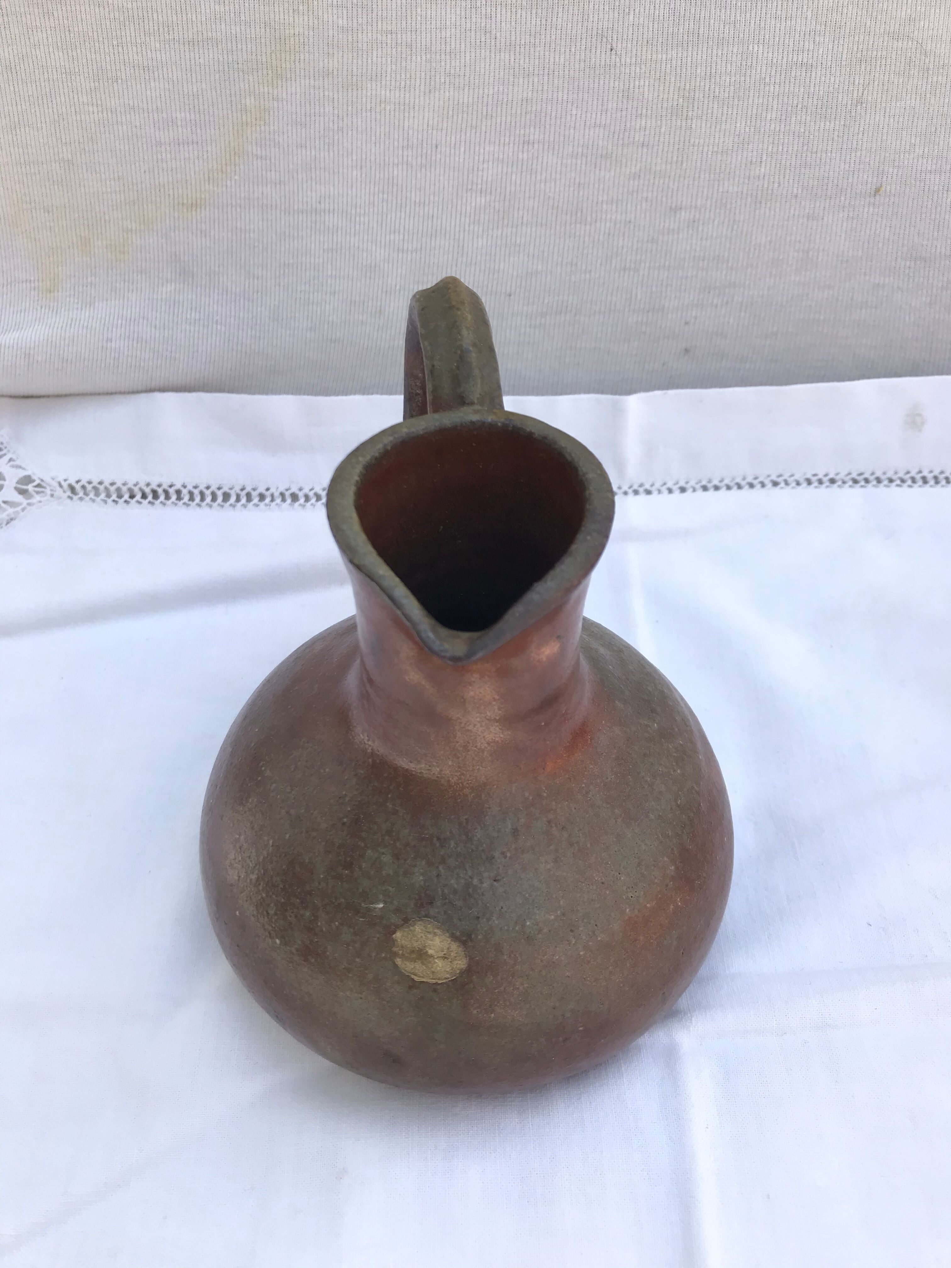 Pair old pitcher poceram cissin ouaga grey sandstones - vintage brown