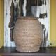 Old basket with lid, straw and bramble, woven basket, decoration