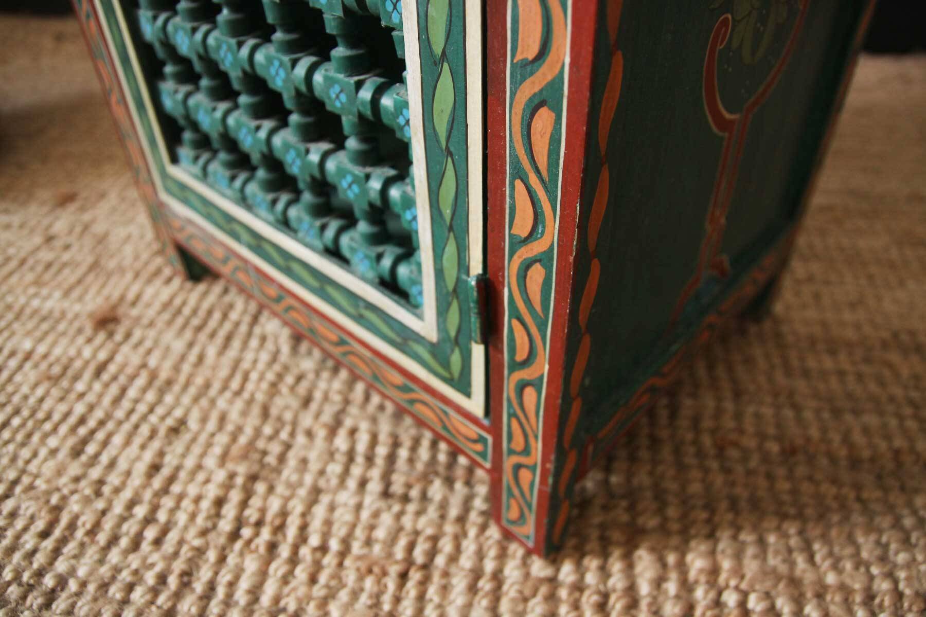 Hand painted wooden bedside table