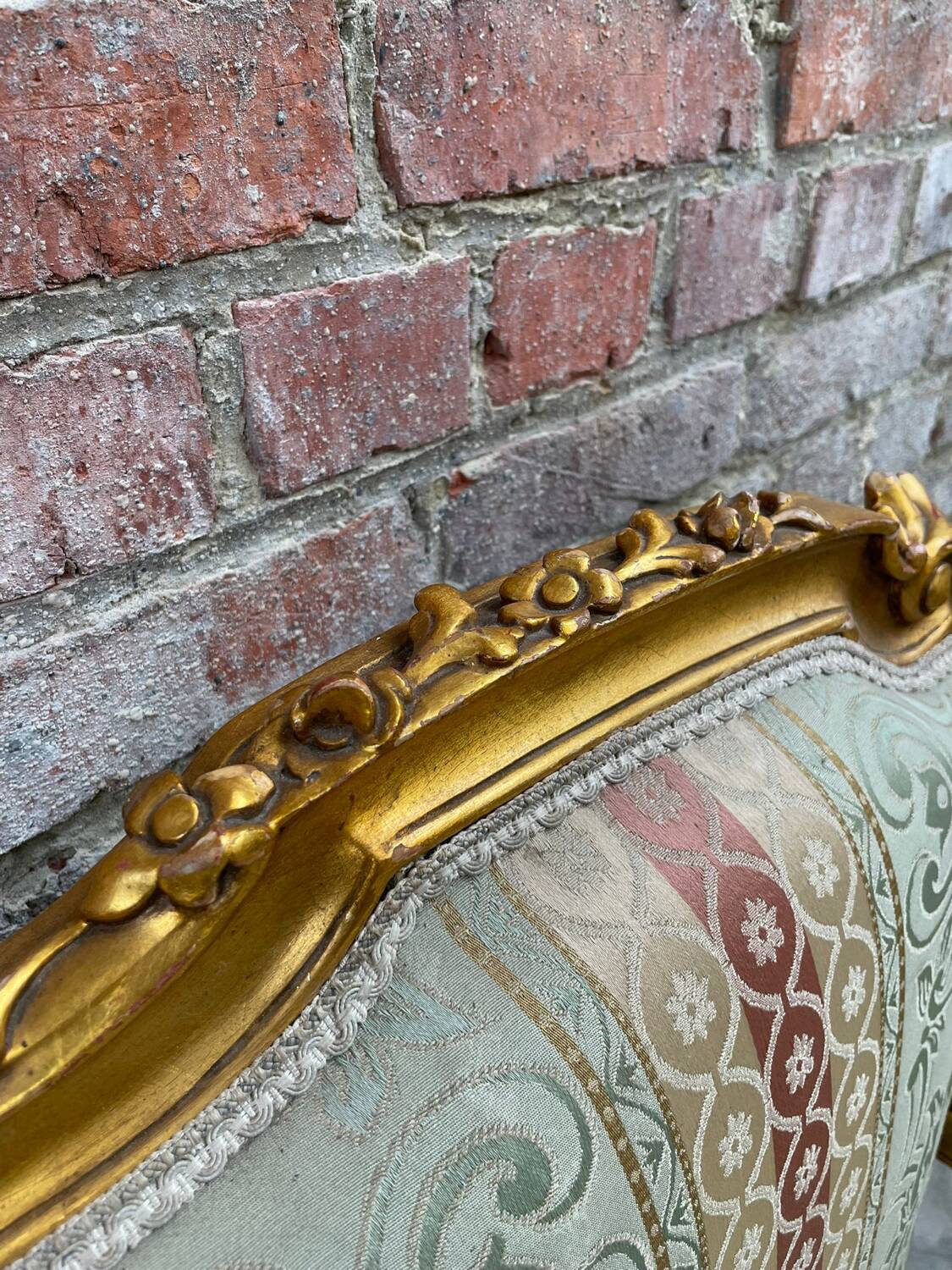 Antique Louis XV Style Gilded Sofa with Gobelin Upholstery