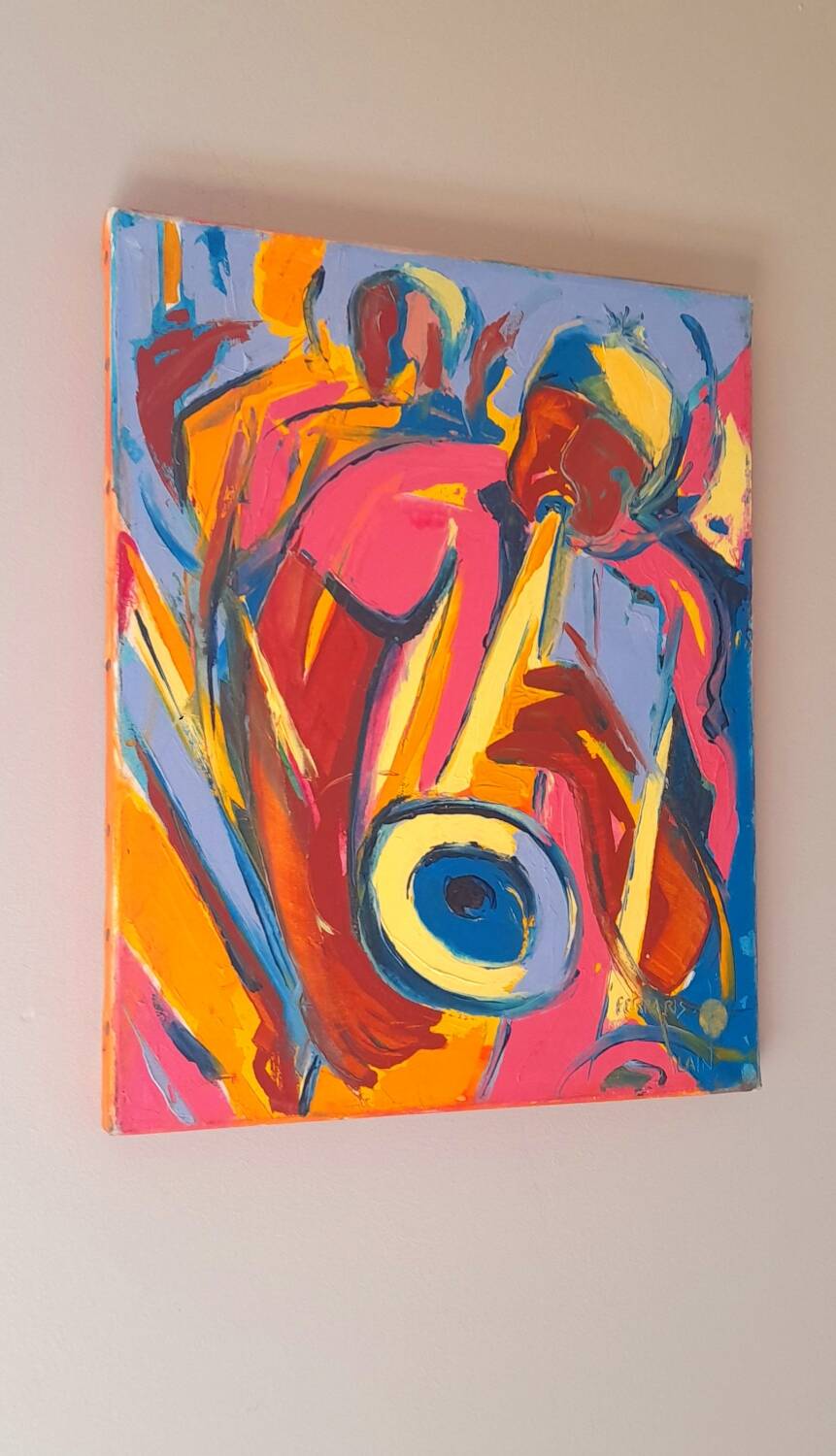 Acrylic on canvas trumpeter A.Ferraris
