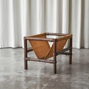 1970s canvas and bamboo magazine rack
