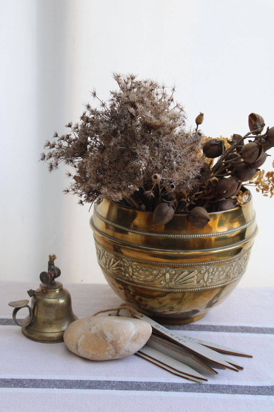 Cache-pot en laiton doré