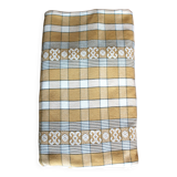 Beige vintage checkered rectangular tablecloth