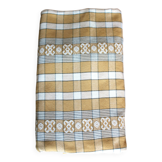 Beige vintage checkered rectangular tablecloth