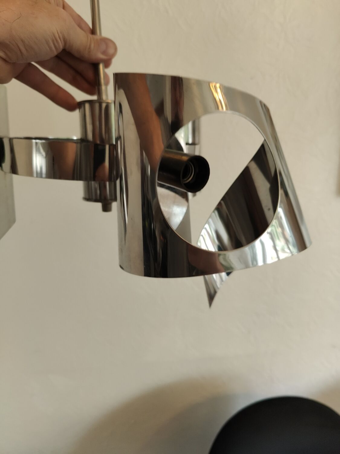 Space age chrome design chandelier suspension