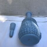 Former Carafe Liqueur Opaline Blue Decor Moulded - Vintage Cave Bouchon