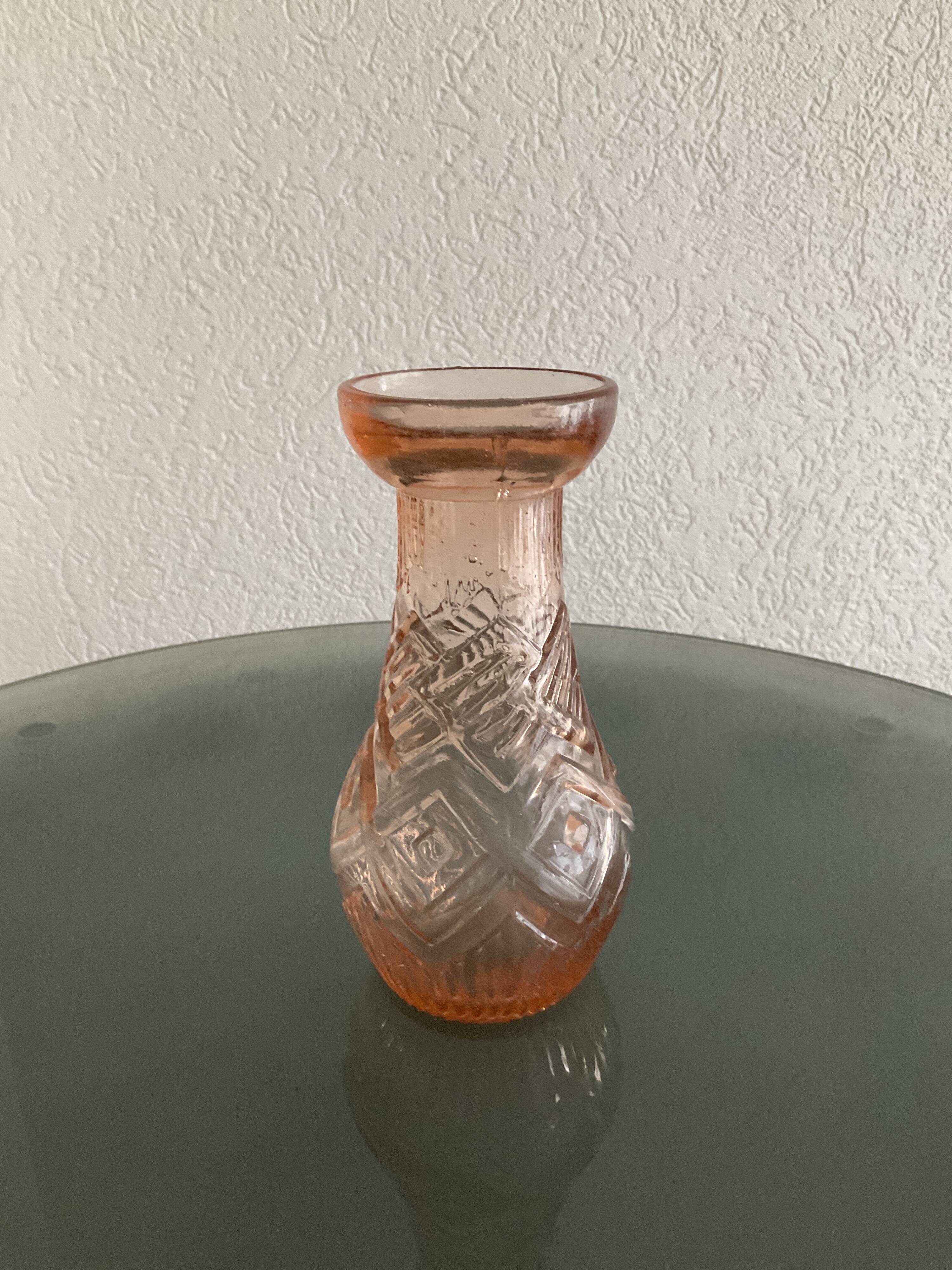 Rosaline hyacinth vase in moulded glass, Art Deco.