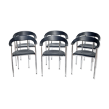 6 chairs chrome and leather 70s