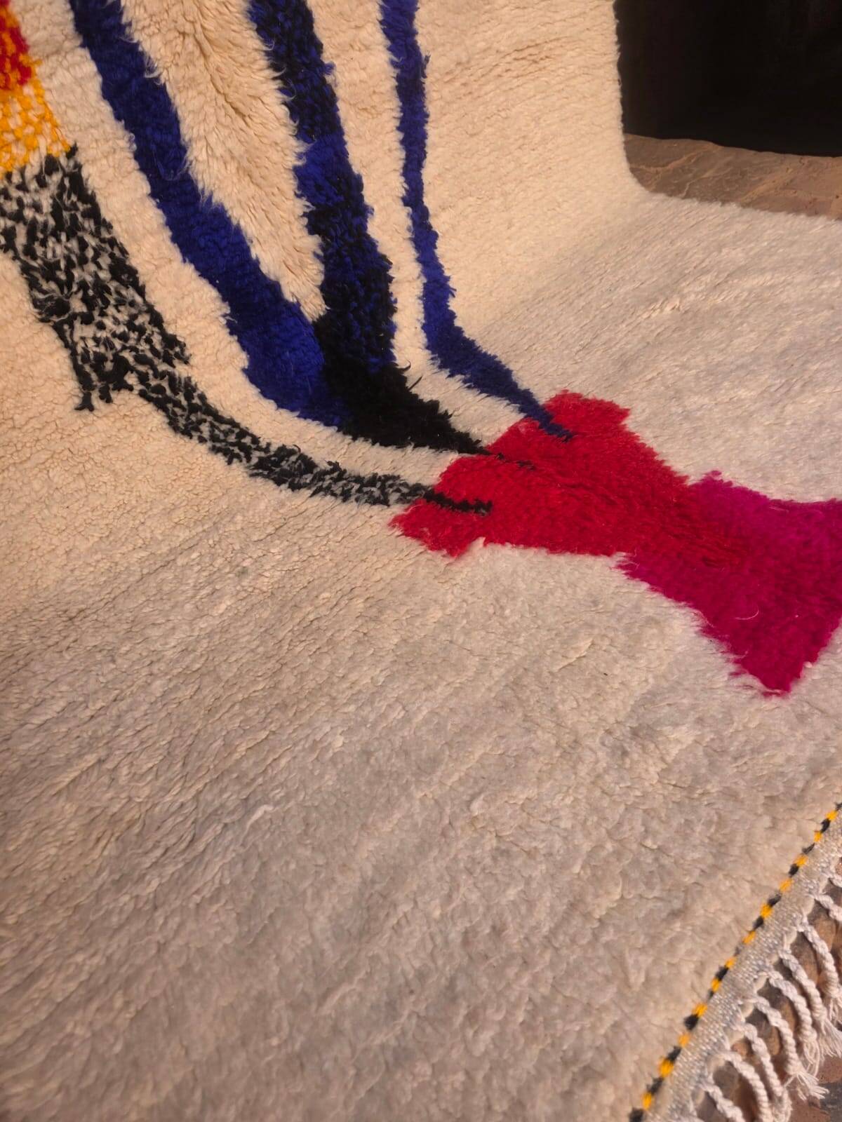 Azilal Wool Rug, White, 250 x 155 cm