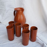Orangeade service with a jug and 6 glasses - vintage terracotta