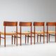 Set of four Danish dining chairs in teak and paper cord, Denmark, 1960
