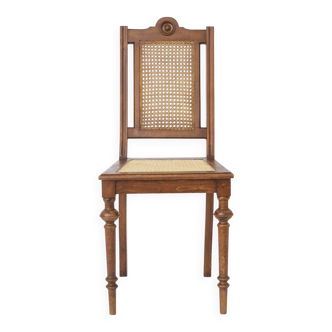 Antique Beechwood Chair with Cane Seat & Back, 1930s–1950s | Turned Wood