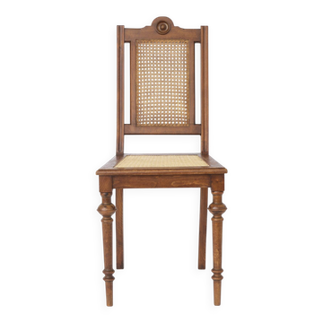 Antique Beechwood Chair with Cane Seat & Back, 1930s–1950s | Turned Wood
