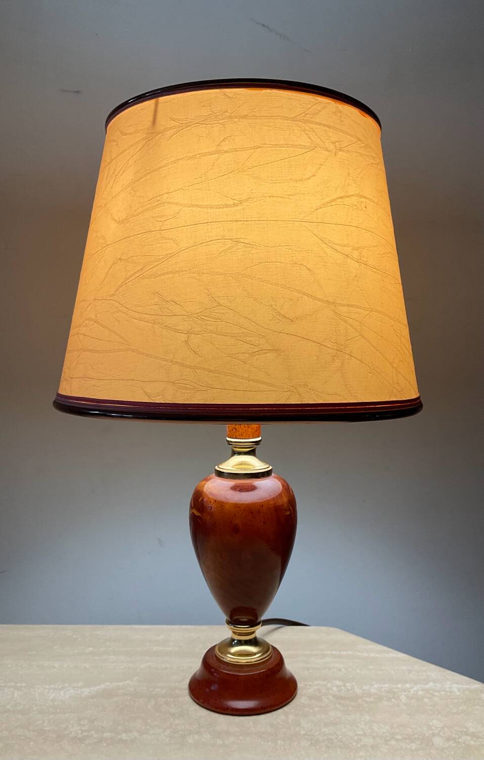 Le Dauphin house lamp in wood and brass from the 70s-80s