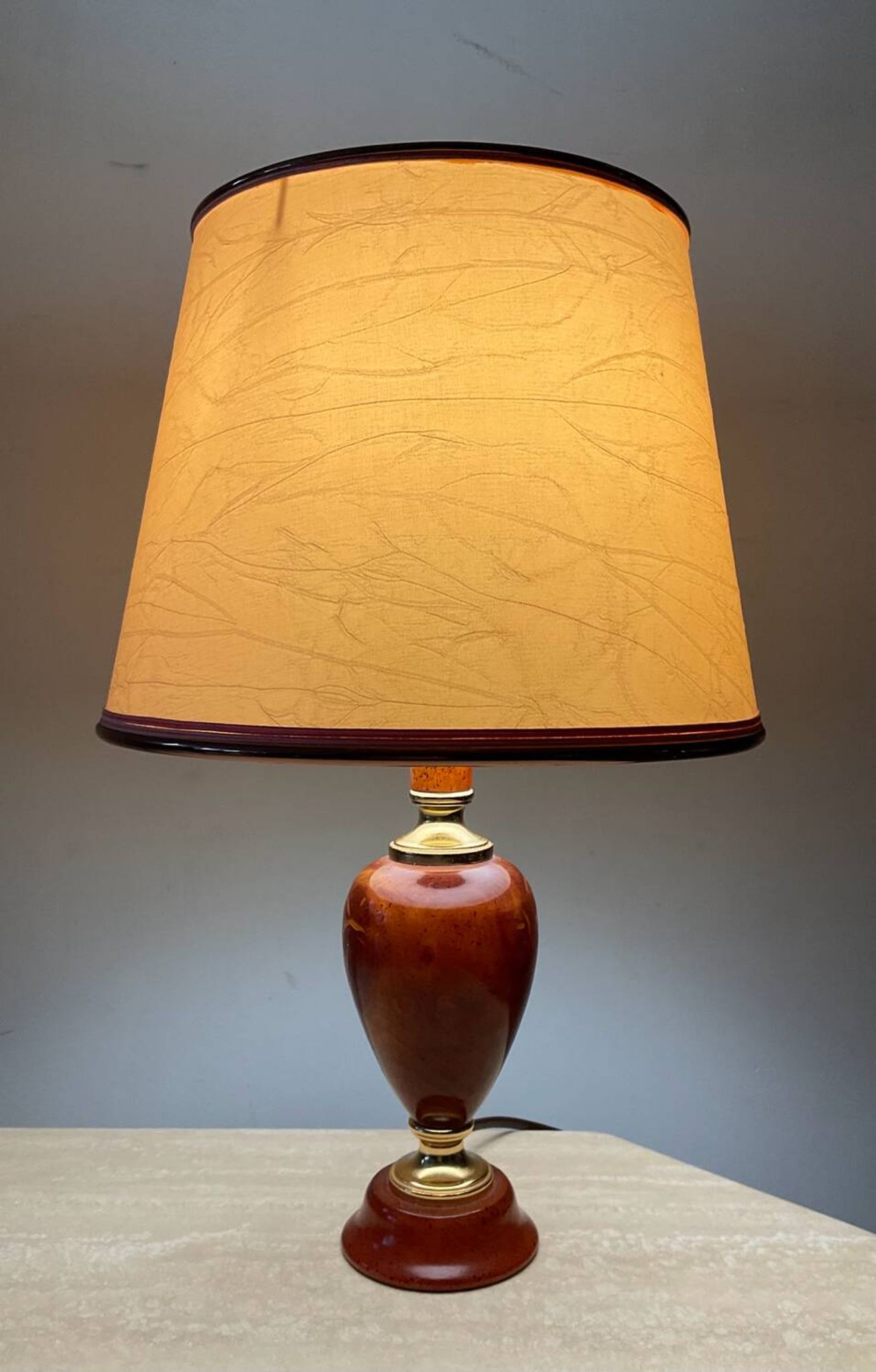 Le Dauphin house lamp in wood and brass from the 70s-80s