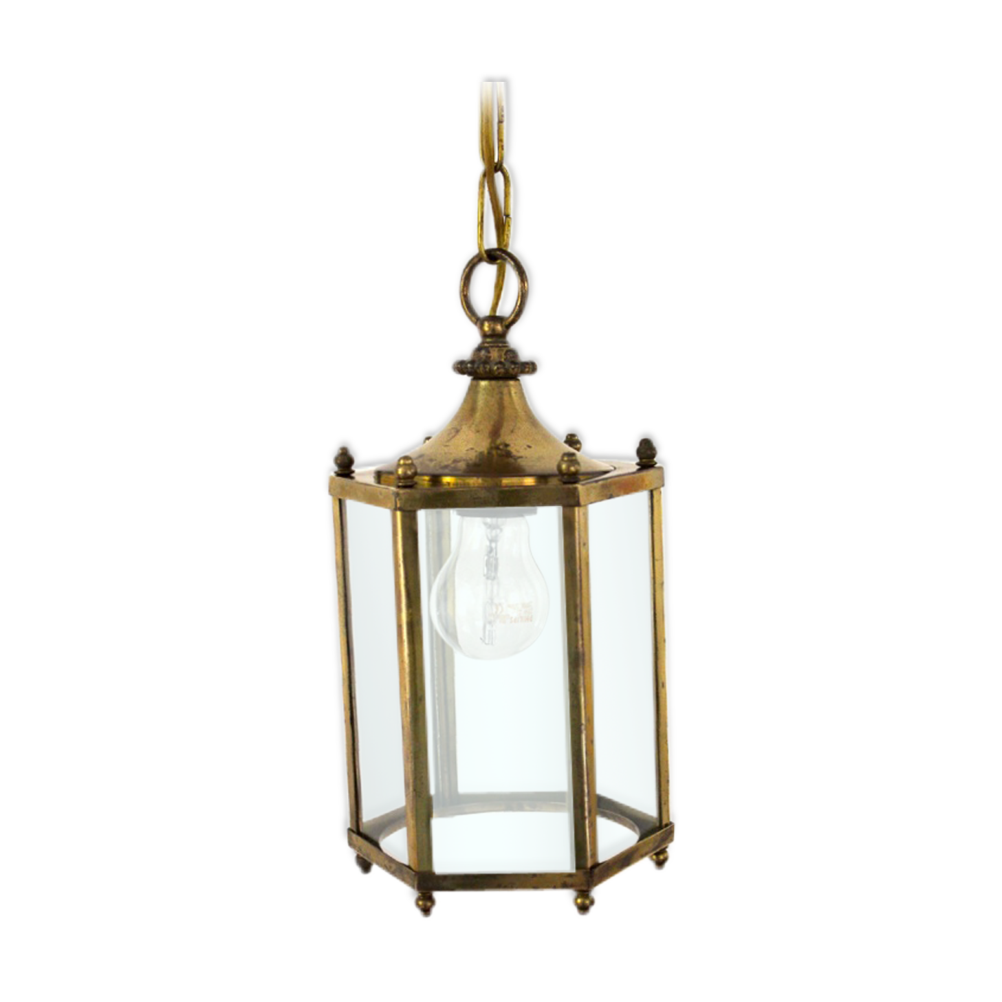 Glass lantern and brass