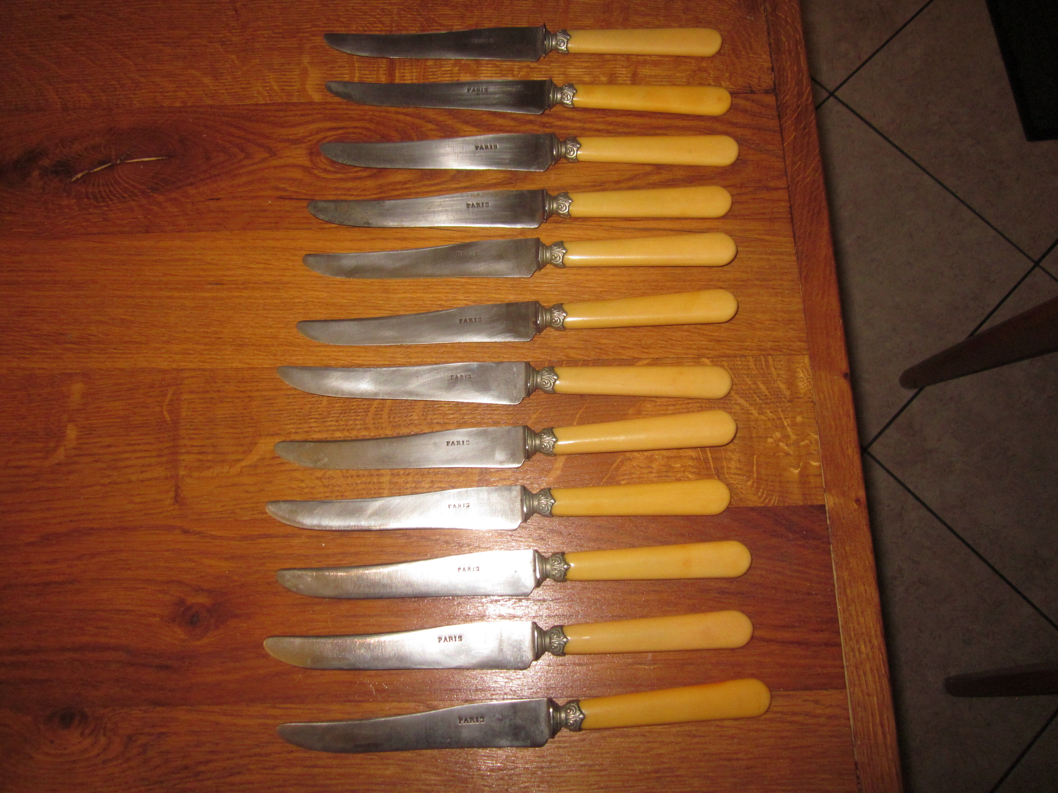 12 knives old paris steel blade
