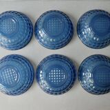 6 blue glass bowls from the 70s