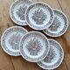 Vintage porcelain dessert plates with brown country bouquet pattern