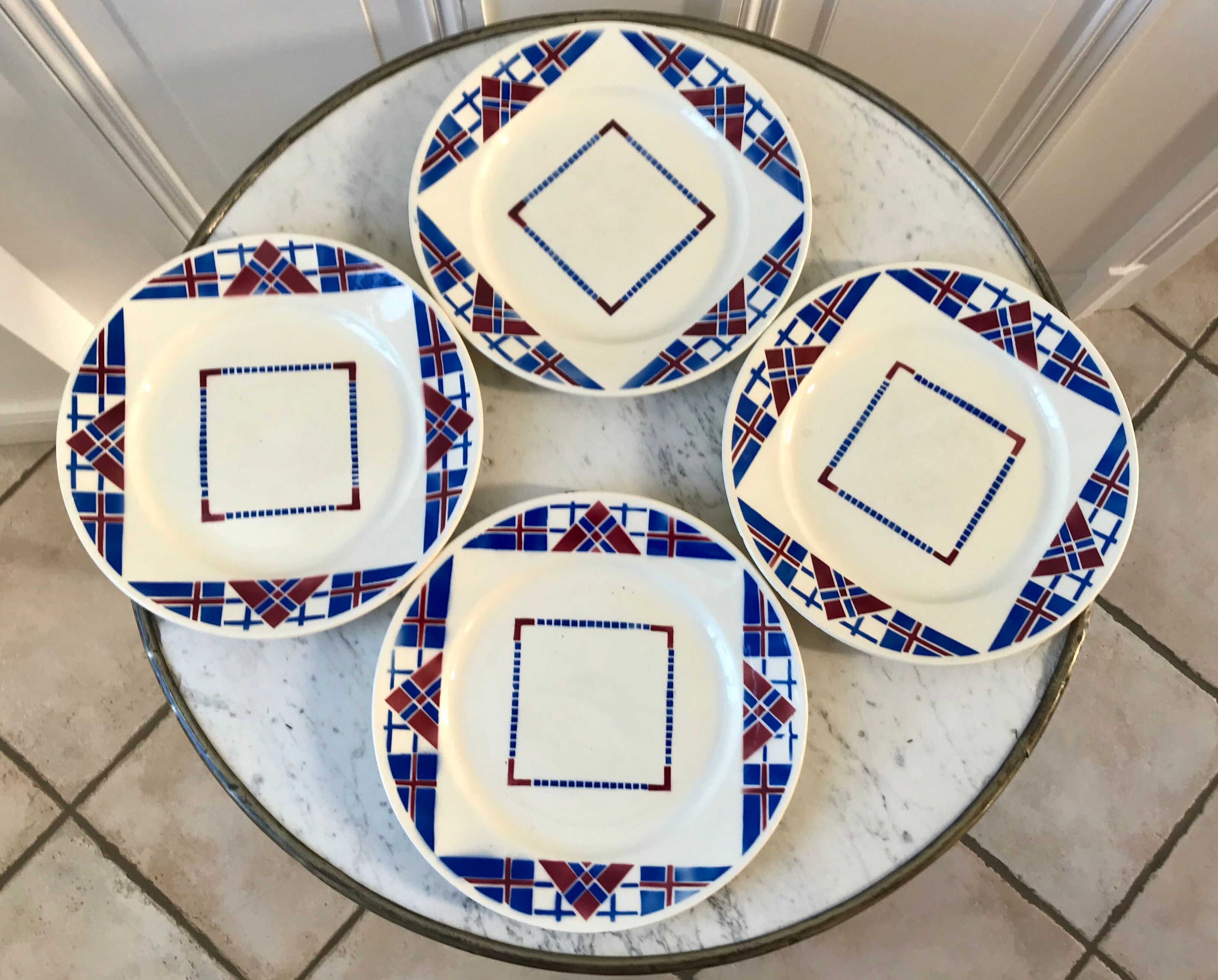 Set of 4 flat plates Lunéville model Hossegor