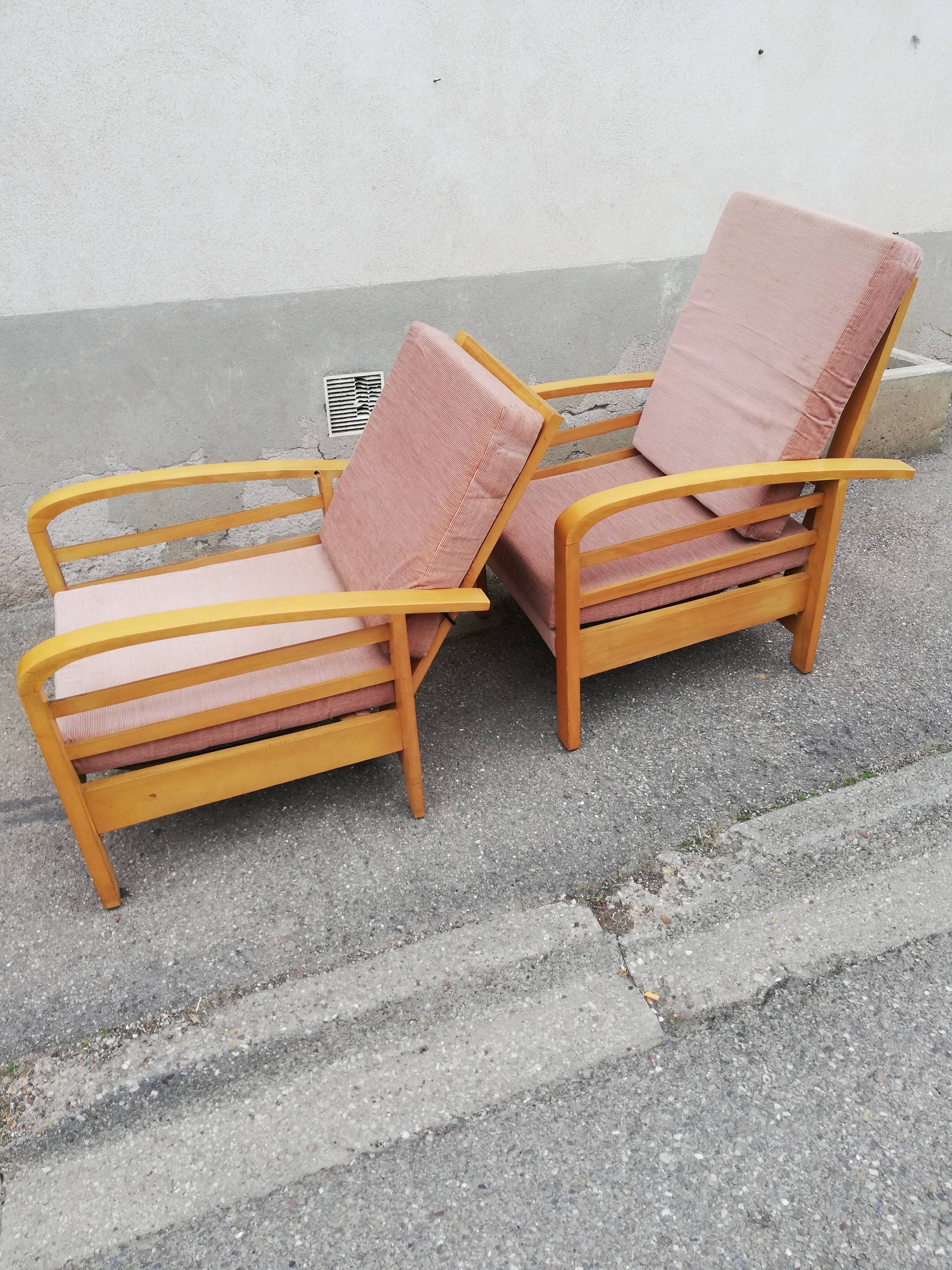 Pair of armchairs year 50 adjustable back