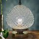 Vintage globe table lamp in moulded glass with diamond points.