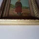Ancient oil-on-wood painting 19th Century