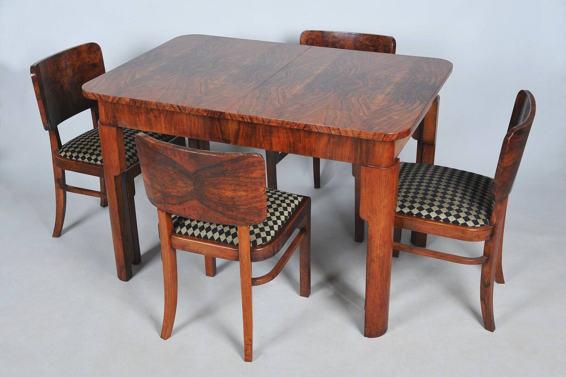 Art Deco Dining Set in Beech and Spruce, 1920s, Set of 5