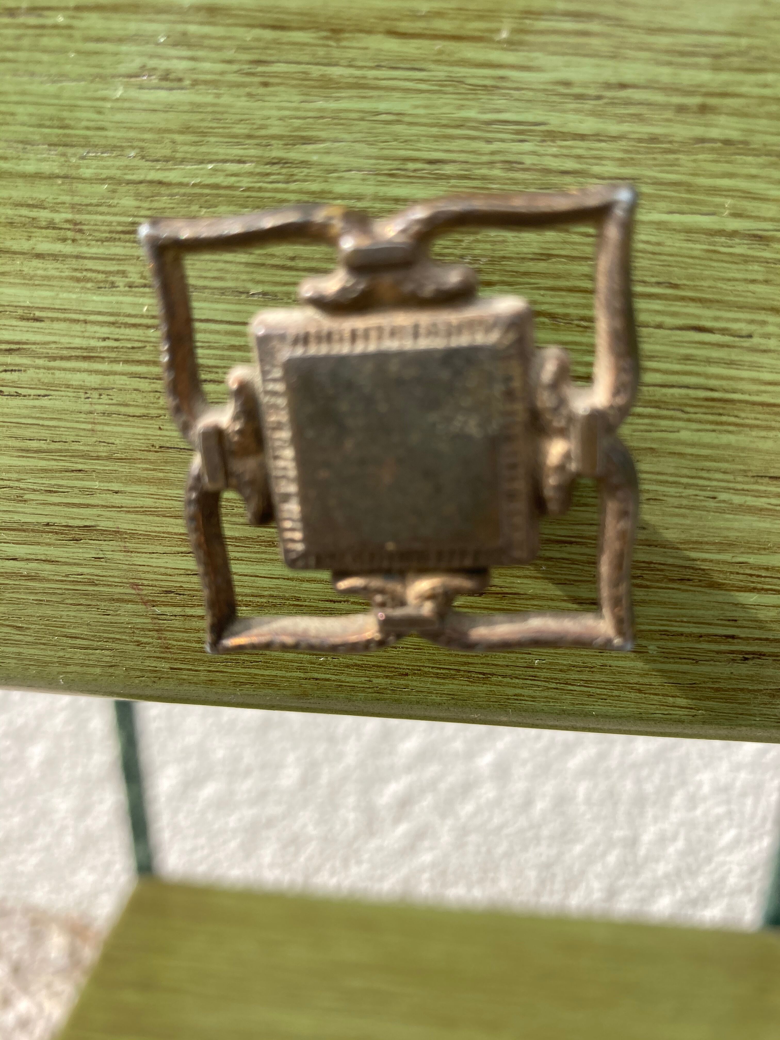 Iron and green wood bedside