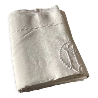 2-person sheet with monogram in mestizo