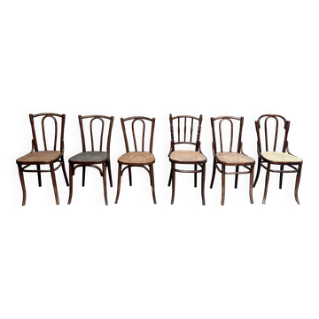 Set of 6 caned bistro chairs
