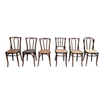 Set of 6 caned bistro chairs