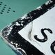 Vintage painted sheet metal plate 1975