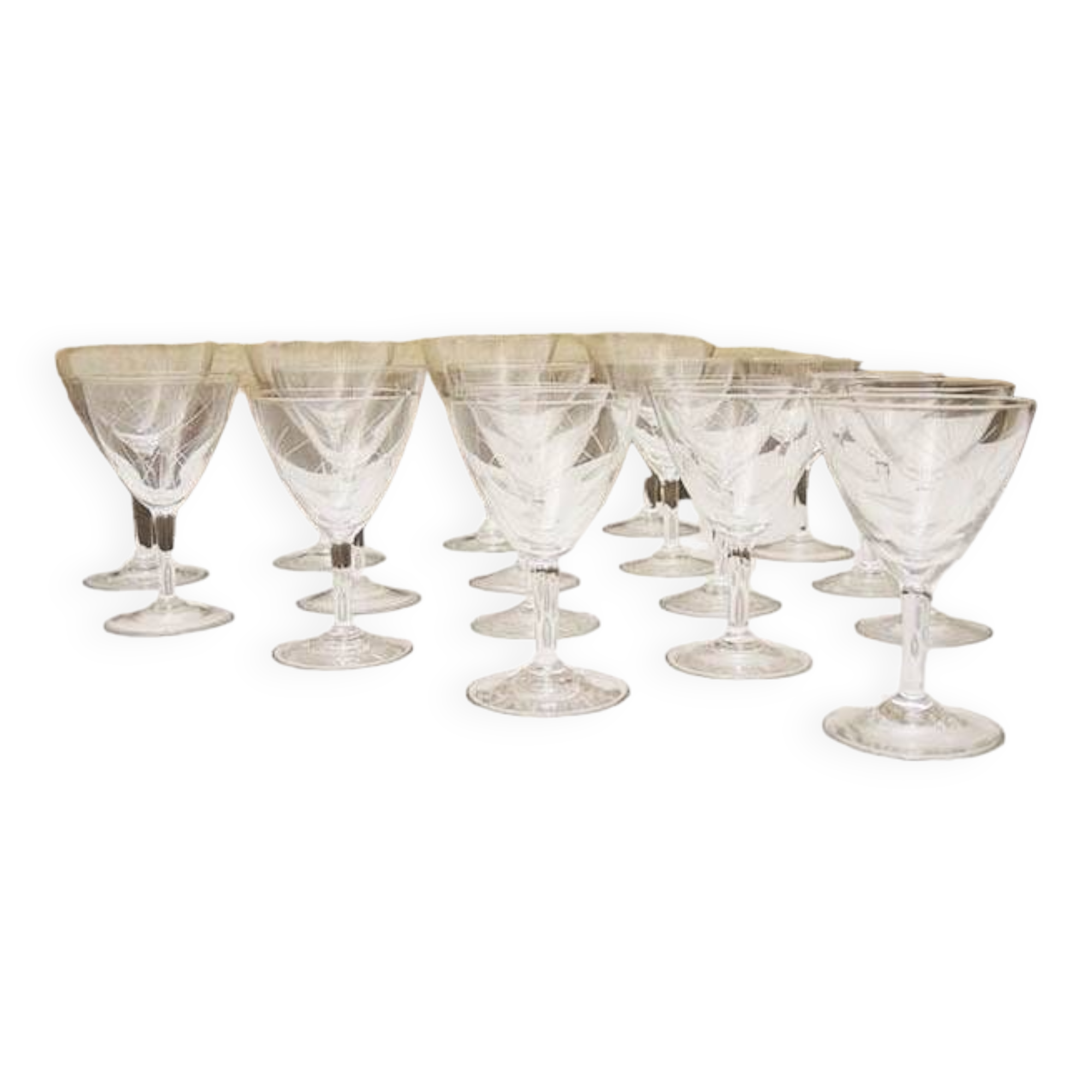 8 Old Art Deco Stemmed Glasses