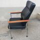 Fauteuil vintage cuir et teck