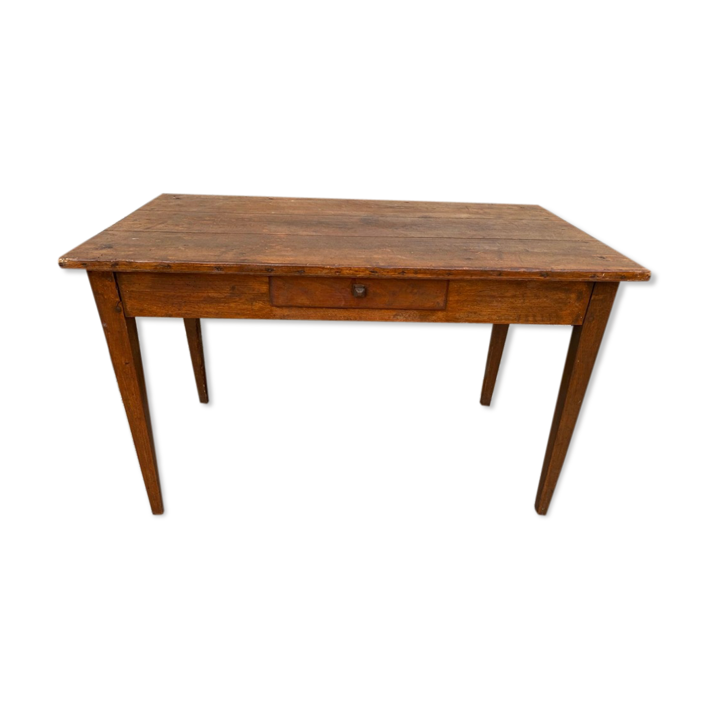 Table de ferme en bois massif avec 1 tiroir