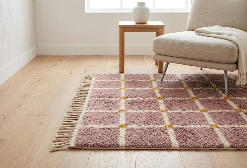 Authentic handwoven natural wool rug size 150/250 cm