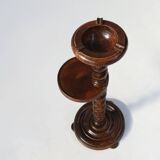 Art Deco Oak Ashtray on Hand-Turned Base, France, 1930s