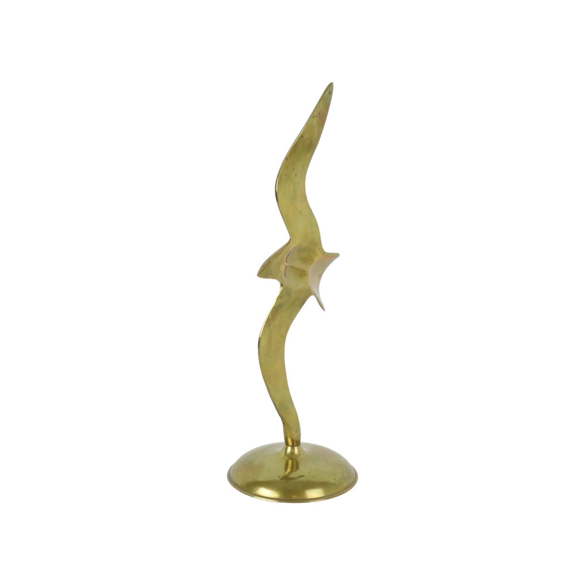Statue d’oiseau de mouette en laiton, sculpture en cuivre, conception du milieu du siècle