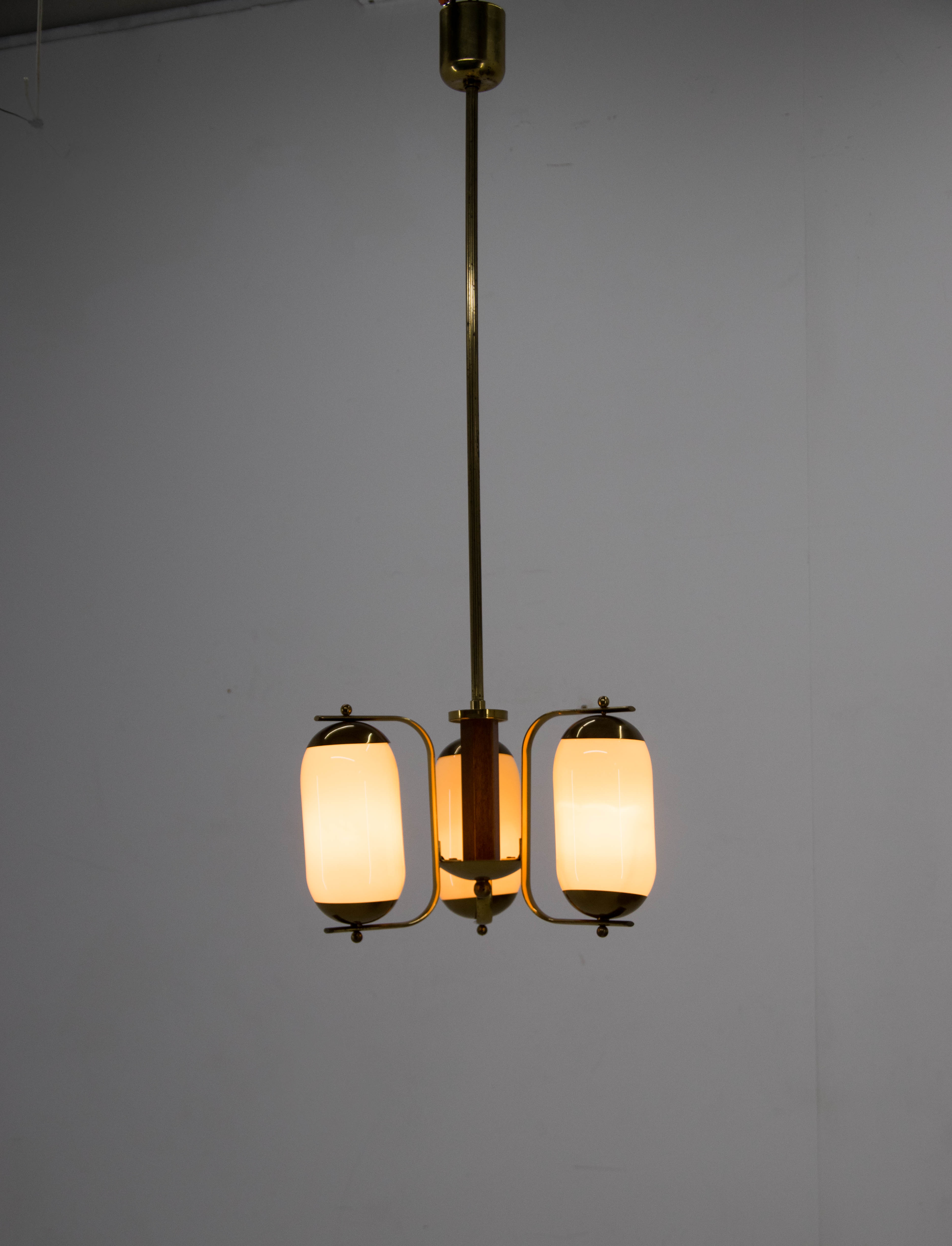 Art deco three-flamming chandelier, 1940s