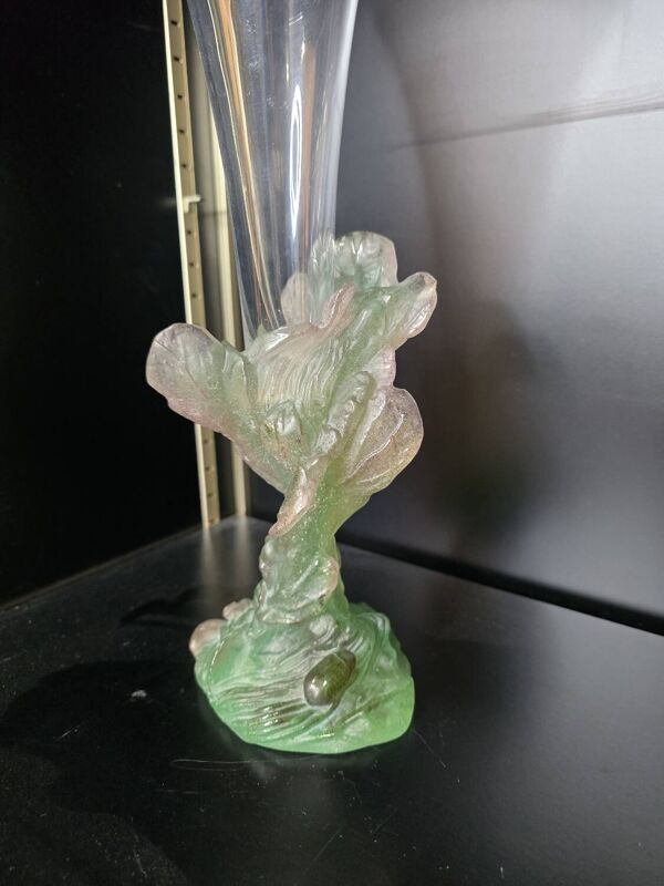 Soliflore ''Nature'' DAUM en pâte de verre et cristal, 1988