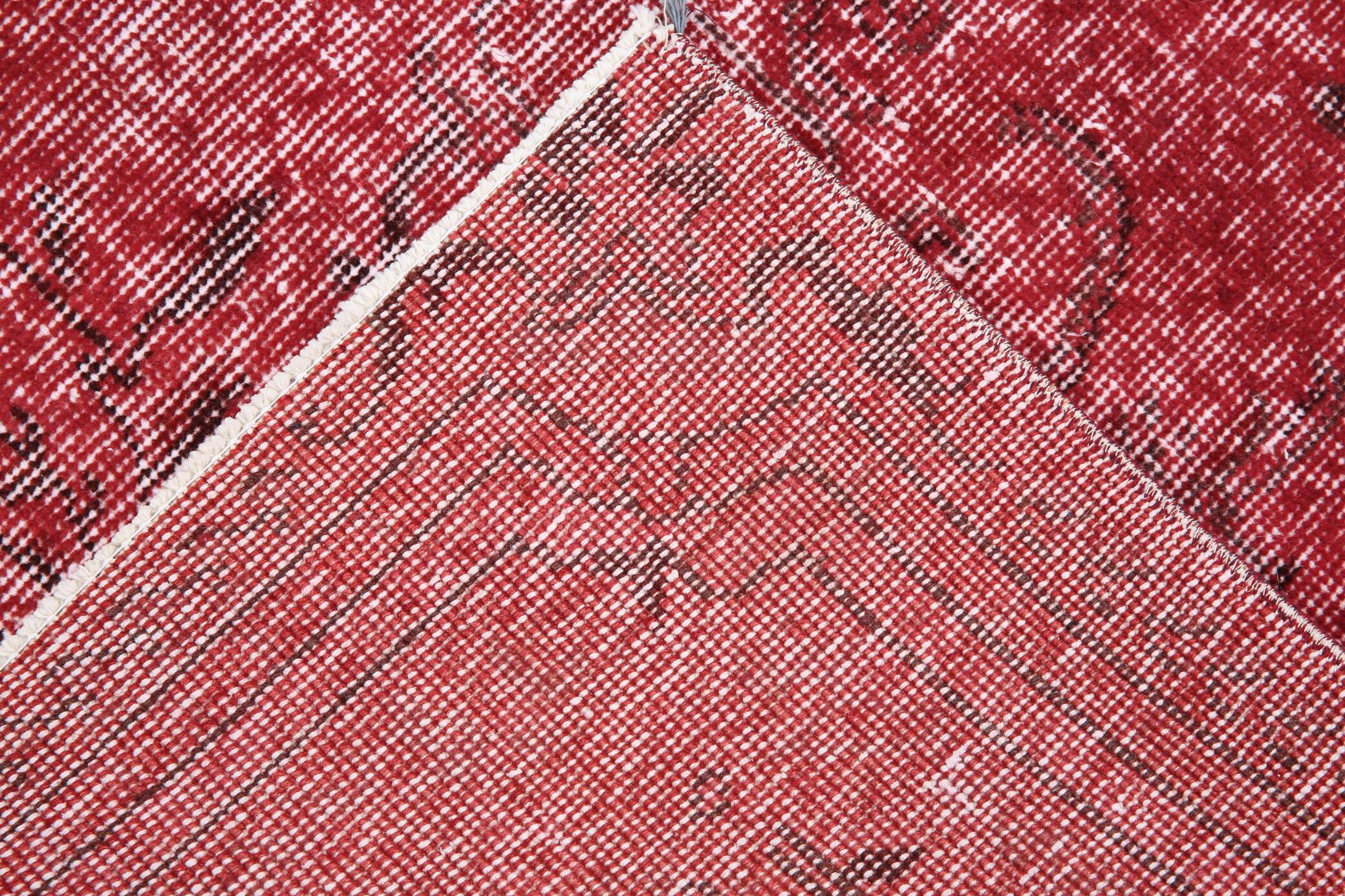 Tapis rouge affligé vintage 195x113cm