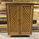 Vintage rattan and oak wardrobe