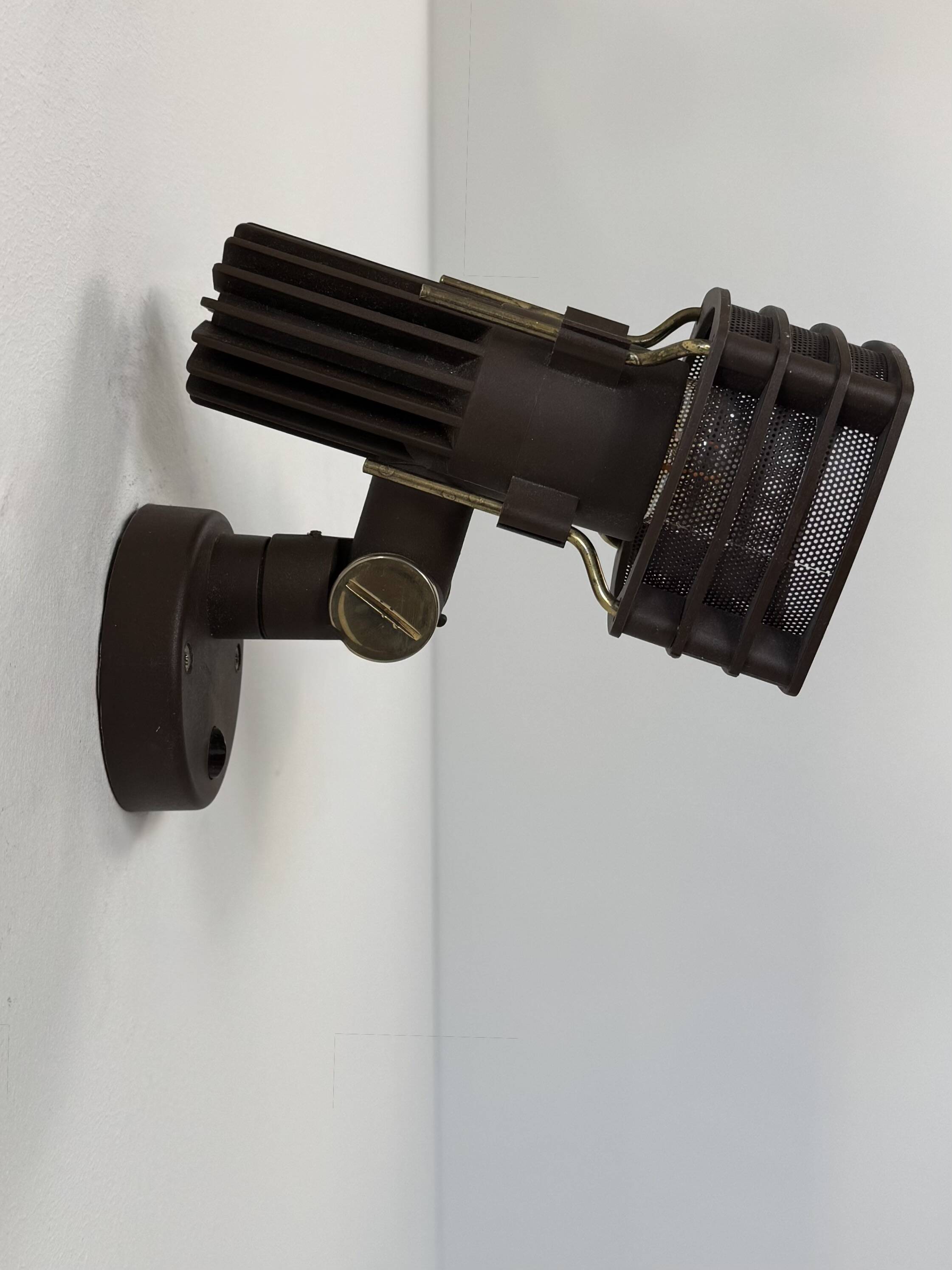 Adjustable vintage brown and brass wall light, France, 1970.