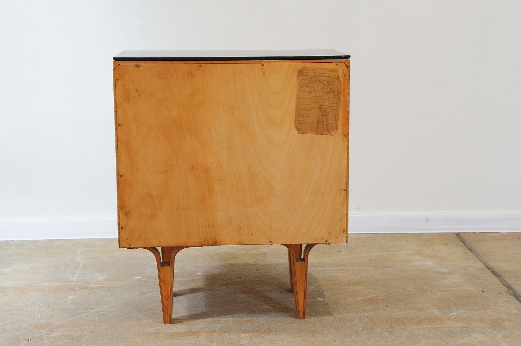 Mid-century bedside tables with ash veneer and black glass by František Mezulánik, Nový Domov, Czechoslovakia, 1970s.