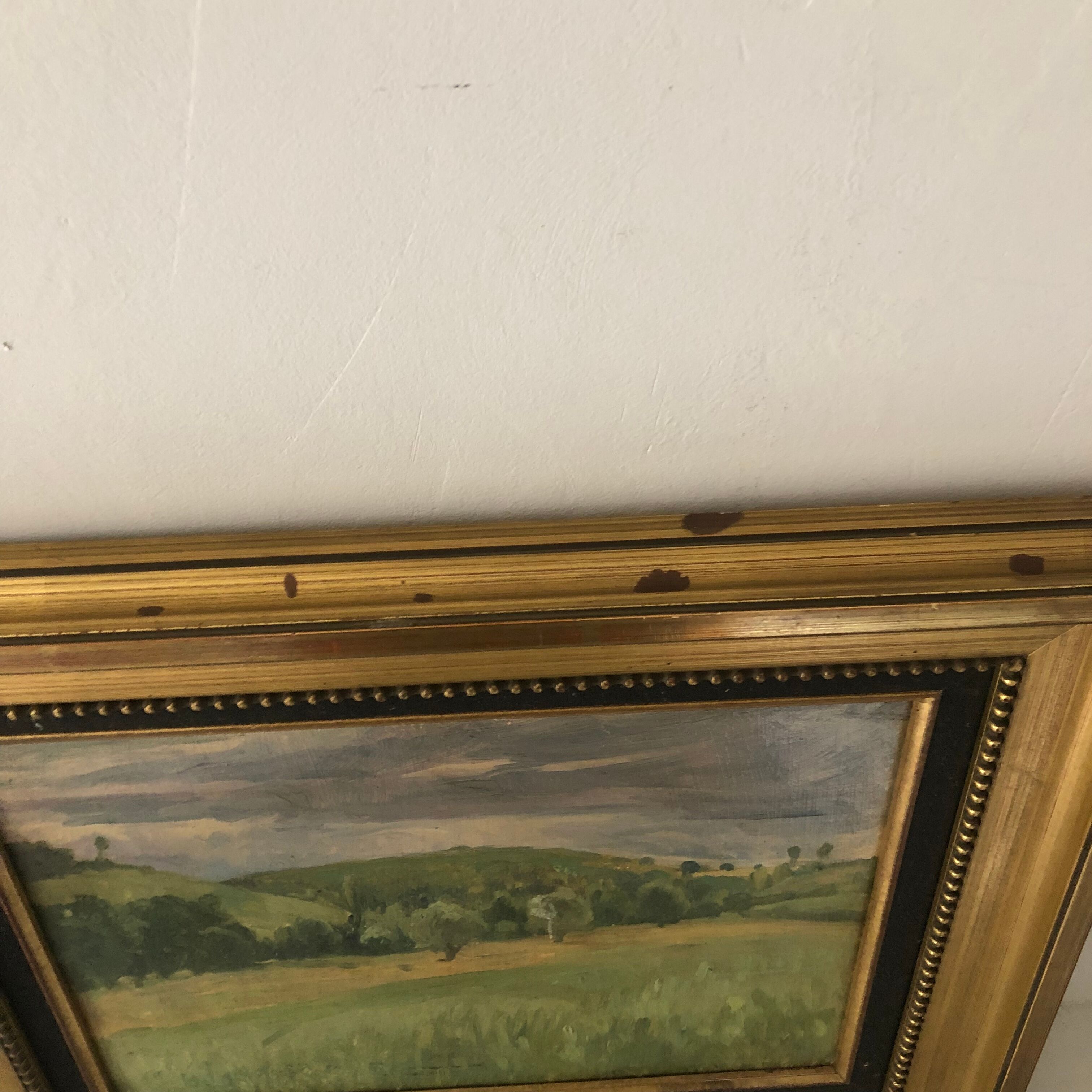 Country landscape, old oil on panel