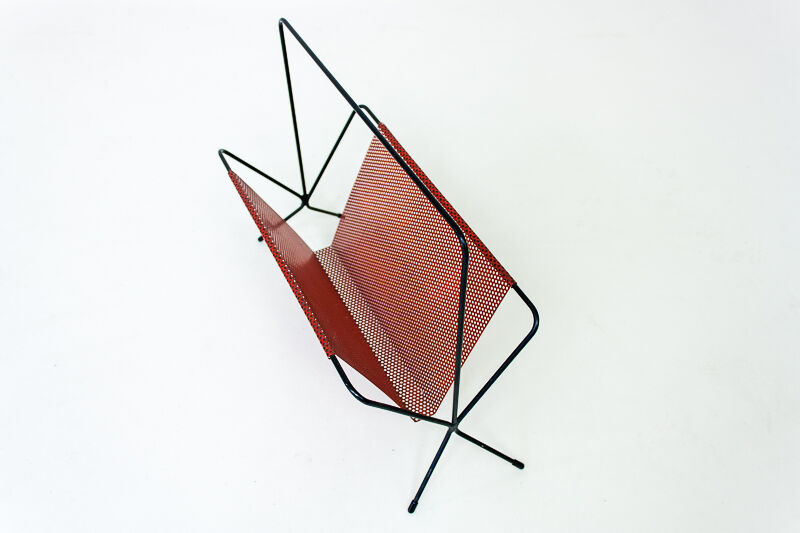 Fifties perforated metal magazine rack