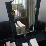Art Deco leather and bronze mirror